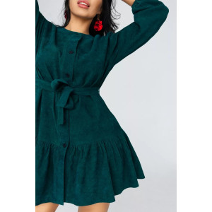 Платье-рубашка женское ПЛ-142ВВТ/ИЗУ вельвет (последний размер) изумруд 50