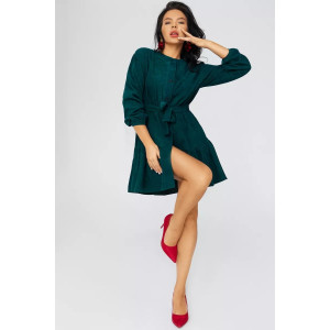 Платье-рубашка женское ПЛ-142ВВТ/ИЗУ вельвет (последний размер) изумруд 50