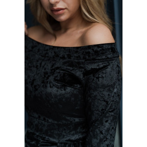 Платье женское ПЛ-099ВР/ЧЕР велюр стрейч (последний размер) черный 50