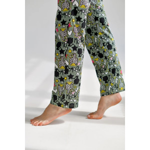 Пижама женская "Мяу" 2128-Р/К (брюки) кулирка+рибана (последний размер) зеленый 50