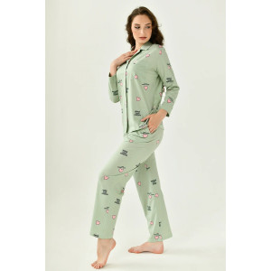Пижама женская "Волшебство" 2130-К кулирка (последний размер) зеленый 48