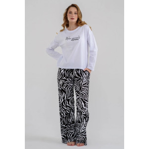 Пижама женская "Энимал" 2253-К трикотаж (последний размер) черно-белый 50,54