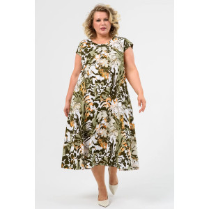 Платье женское 1679-К "Розовое лето" кулирка (последний размер) хаки 64,70