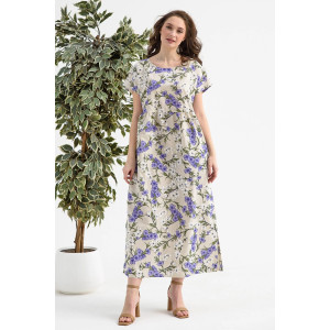 Платье женское 1921-П-л "Кострома 2" полулён (последний размер) фиолетовый 52