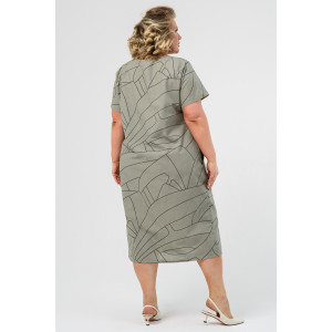 Платье женское 1929-П/л "Вологда" полулён (последний размер) хаки 50