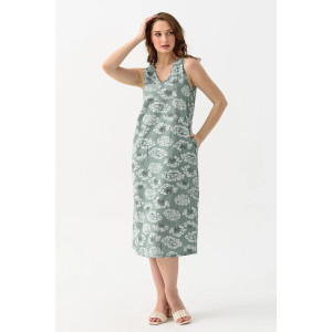 Сарафан женский "Луговые цветы" 2219-К трикотаж (последний размер) зеленый 50,56