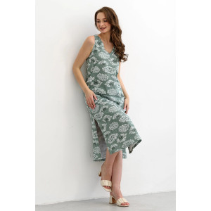 Сарафан женский "Луговые цветы" 2219-К трикотаж (последний размер) зеленый 50,56