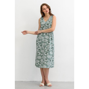 Сарафан женский "Луговые цветы" 2219-К трикотаж (последний размер) зеленый 50,56