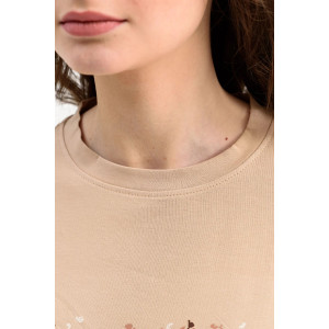 Футболка женская 2212-К "Оверсайз. Шик" трикотаж (последний размер) бежевый 50