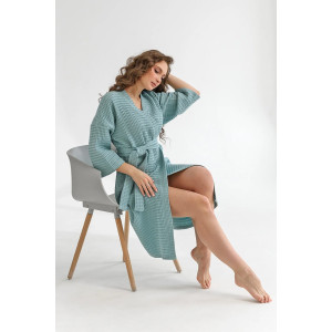 Халат женский "Кимоно" 2159-Ваф вафельное полотно (последний размер) мятный 50,52