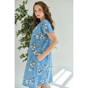 Халат женский 2119-К "Весна" кулирка (последний размер) синий 48,52,54,56