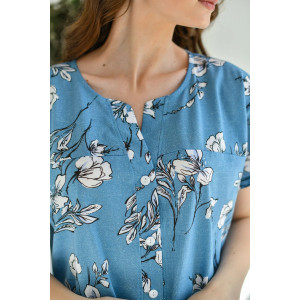 Халат женский 2119-К "Весна" кулирка (последний размер) синий 48,52,54,56