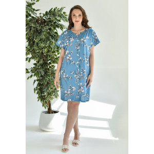 Халат женский 2119-К "Весна" кулирка (последний размер) синий 48,52,54,56