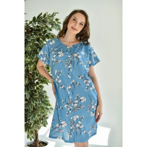 Халат женский 2119-К "Весна" кулирка (последний размер) синий 48,52,54,56