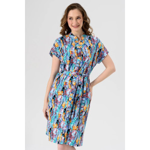 Халат женский 2295-К "Калейдоскоп" трикотаж (последний размер) голубой 50,56,58