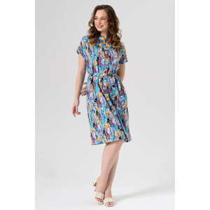 Халат женский 2295-К "Калейдоскоп" трикотаж (последний размер) голубой 50,56,58