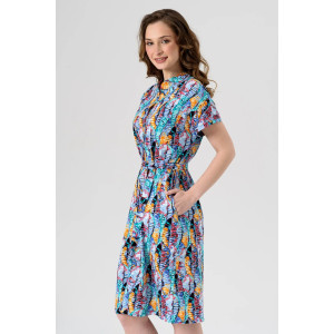 Халат женский 2295-К "Калейдоскоп" трикотаж (последний размер) голубой 50,56,58