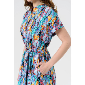 Халат женский 2295-К "Калейдоскоп" трикотаж (последний размер) голубой 50,56,58