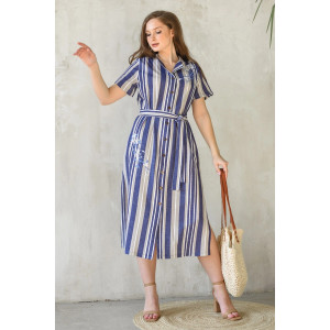 Халат женский 1615-К "Лютики" кулирка (последний размер) синий 50,54