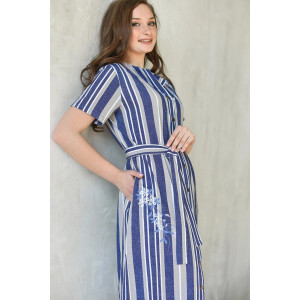 Халат женский 1615-К "Лютики" кулирка (последний размер) синий 50,54