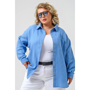 Рубашка женская "Муслин" 2315-Мус муслин (последний размер) васильковый 46,52,54