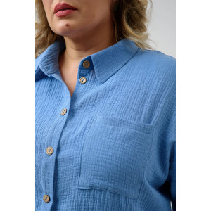 Рубашка женская "Муслин" 2315-Мус муслин (последний размер) васильковый 46,52,54