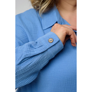 Рубашка женская "Муслин" 2315-Мус муслин (последний размер) васильковый 46,52,54