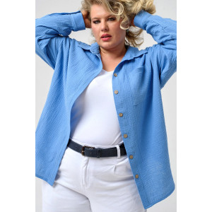 Рубашка женская "Муслин" 2315-Мус муслин (последний размер) васильковый 46,52,54