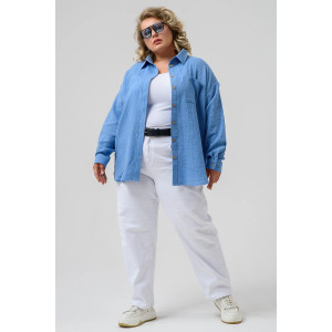 Рубашка женская "Муслин" 2315-Мус муслин (последний размер) васильковый 46,52,54