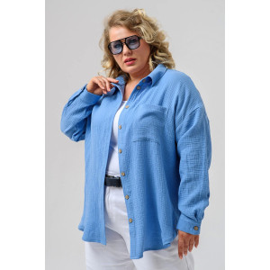 Рубашка женская "Муслин" 2315-Мус муслин (последний размер) васильковый 46,52,54