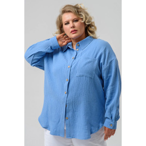 Рубашка женская "Муслин" 2315-Мус муслин (последний размер) васильковый 46,52,54