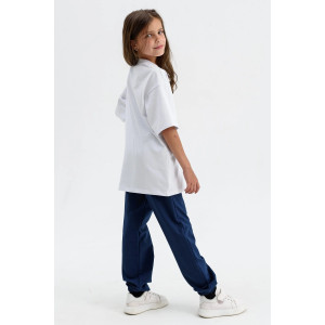 Брюки детские 2243-Фут "Спорт" футер 2-х нитка (последний размер) синий 32