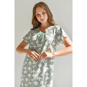 Сорочка женская 1724-К "Полянка" (рукав) кулирка (последний размер) графит 50