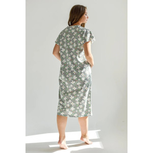 Сорочка женская 1724-К "Полянка" (рукав) кулирка (последний размер) графит 50