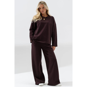 Костюм двойка женский 2370-Фут "Палаццо" футер (последний размер) шоколадный 50,52,56