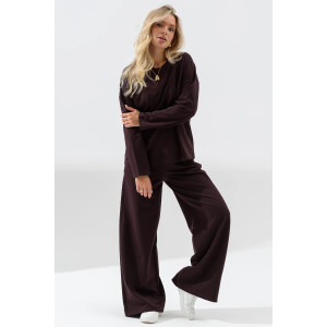 Костюм двойка женский 2370-Фут "Палаццо" футер (последний размер) шоколадный 50,52,56