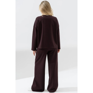 Костюм двойка женский 2370-Фут "Палаццо" футер (последний размер) шоколадный 50,52,56