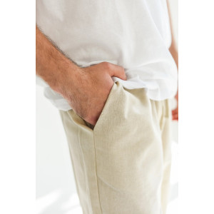 Бриджи мужские "Льняные" 2104-П/л полулен (последний размер) экрю 46