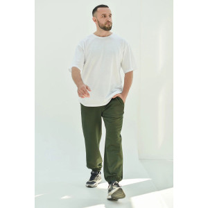 Брюки мужские "Спорт" (без принта) 1924-Фут футер с лайкрой (последний размер) зелено-серый 48