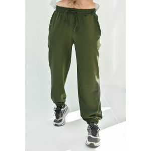 Брюки мужские "Спорт" (без принта) 1924-Фут футер с лайкрой (последний размер) зелено-серый 48