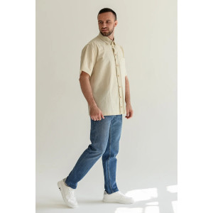 Сорочка мужская "Лён" 2098-П/л полулен (последний размер) экрю 50,52