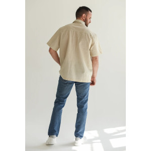 Сорочка мужская "Лён" 2098-П/л полулен (последний размер) экрю 50,52