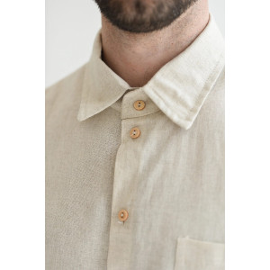 Сорочка мужская "Лён" 2098-П/л полулен (последний размер) экрю 50,52