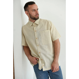 Сорочка мужская "Лён" 2098-П/л полулен (последний размер) экрю 50,52