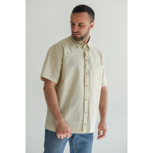 Сорочка мужская "Лён" 2098-П/л полулен (последний размер) экрю 50,52