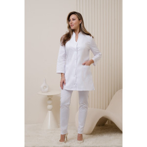Медицинский костюм женский М-121-0 элит-145 стрейч (последний размер) белый 50