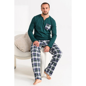 Пижама мужская "Горец" 1097-К кулирка (последний размер) зеленый 48,56
