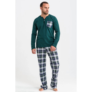 Пижама мужская "Горец" 1097-К кулирка (последний размер) зеленый 48,56