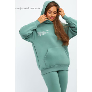 Костюм двойка женский С/15014 футер 3-х нитка с начесом пенье (р-ры: 46-56) олива