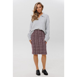 Юбка женская Ю25 (60 см) футер 2-х нитка пенье набивной (р-ры: 46-60) винный